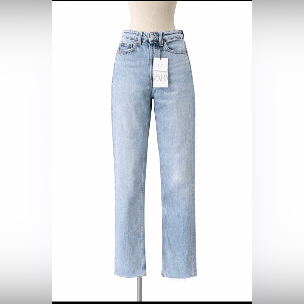 Zara Hi Rise Cropped Straight Cotton Jeans US 2 NWT